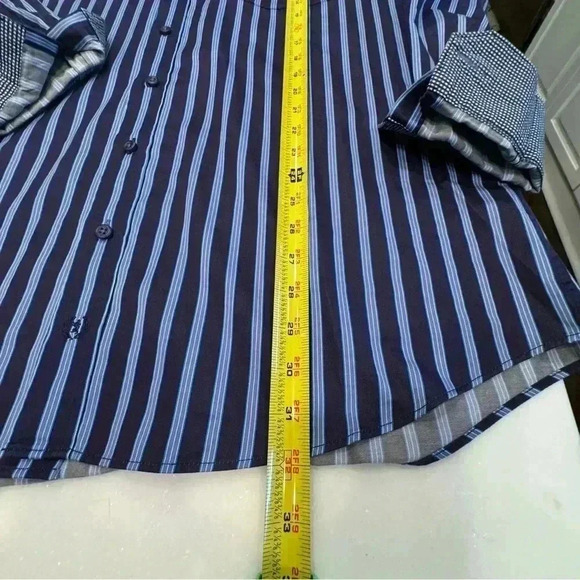 Bugatchi Uomo Button Down Shirt Classic Fit Striped Flip Cuff Mens Size XXL - Picture 12 of 12